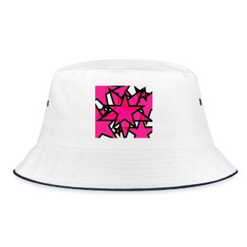 Kaleidoskopische Sternenexplosion Pink - Bucket Hat - Weiß/Navy - Vorne