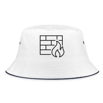 Firewall-Schutzlinien-Symbol - Bucket Hat - Weiß/Navy - Vorne