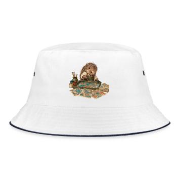 Stachelschwein marmoriert Papier - Bucket Hat - Weiß/Navy - Vorne