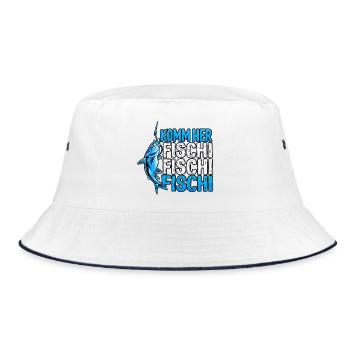 Komm Herr Fischi Angler - Bucket Hat - Weiß/Navy - Vorne