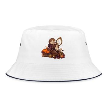 Otter restauriert einen antiken Handspiegel - Bucket Hat - Weiß/Navy - Vorne