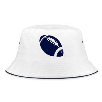 Dunkles Football Stitch-Design - Bucket Hat - Weiß/Navy - Vorne