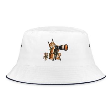 Luchs & Maus beim Fotografieren – Wald & Outdoor - Bucket Hat - Weiß/Navy - Vorne