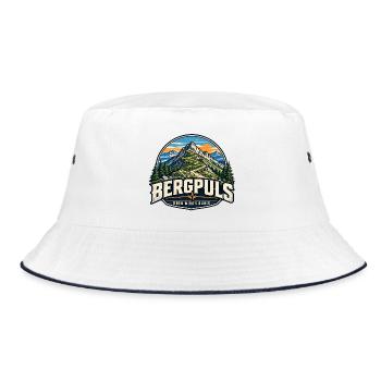 Bergpuls – Oben wird es ruhig - Bucket Hat - Weiß/Navy - Vorne