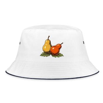 Birnen und Herbstblätter - Bucket Hat - Weiß/Navy - Vorne