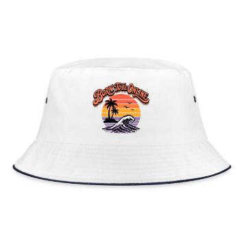 Born to Be Online Retro Sunset Surf - Bucket Hat - Weiß/Navy - Vorne