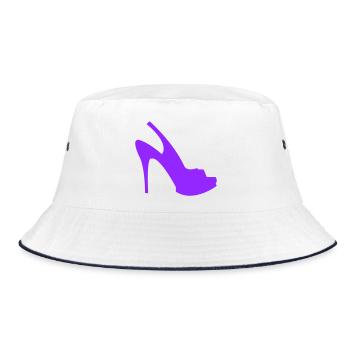 Violette Stiletto Silhouette - Bucket Hat - Weiß/Navy - Vorne