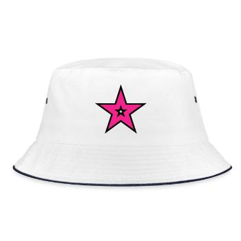 Pink Star auf Schwarz - Bucket Hat - Weiß/Navy - Vorne