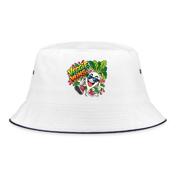 Veggie Wins Rettich - Bucket Hat - Weiß/Navy - Vorne