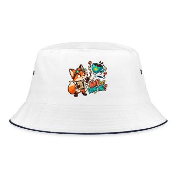 Warum macht er das? - Bucket Hat - Weiß/Navy - Vorne