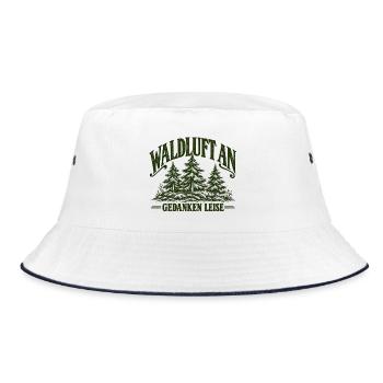 Waldluft an – Gedanken leise | Natur & Wandern - Bucket Hat - Weiß/Navy - Vorne