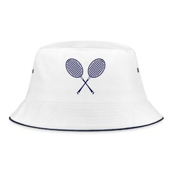 Verschränkte Badminton-Schläger - Bucket Hat - Weiß/Navy - Vorne