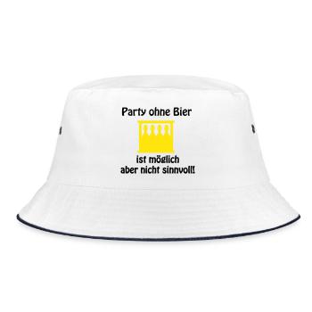 Gelbe Bierflaschen Silhouetten Rack - Bucket Hat - Weiß/Navy - Vorne