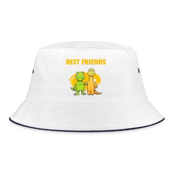 Best Friends Dinos Beste Freunde Dinosaurier - Bucket Hat - Weiß/Navy - Vorne