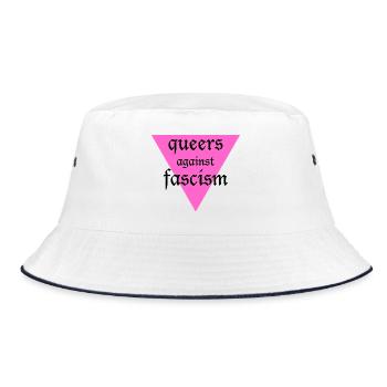 Schwule gegen den Faschismus - Bucket Hat - Weiß/Navy - Vorne