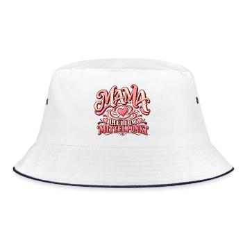 Mama im Wirbel Liebe im Mittelpunkt | Mama Spruch - Bucket Hat - Weiß/Navy - Vorne