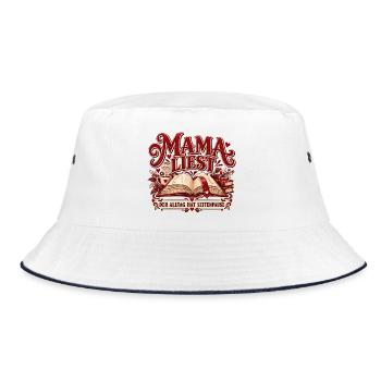 Mama liest Der Alltag hat Seitenpause | Bücherwurm - Bucket Hat - Weiß/Navy - Vorne