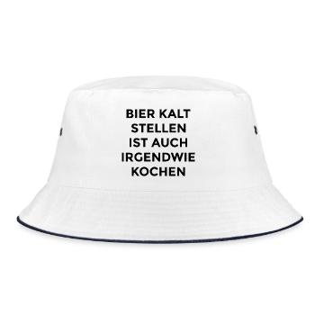 Bier Shirt - Bucket Hat - Weiß/Navy - Vorne