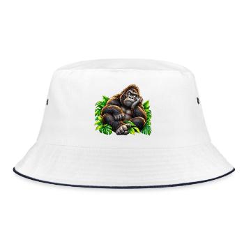 Loungegorilla im Dschungel - Bucket Hat - Weiß/Navy - Vorne