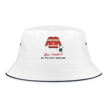 Ja, ich habe ihn zum nordischen Pullover gemacht - Bucket Hat - Weiß/Navy - Vorne
