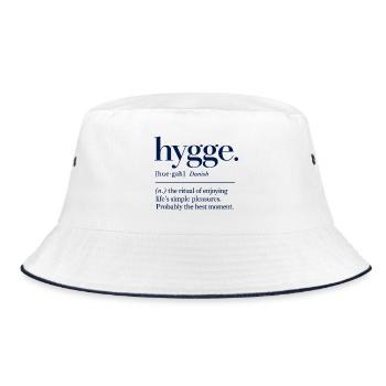 hygge - Definition - Dänemark - Denmark - Bucket Hat - Weiß/Navy - Vorne