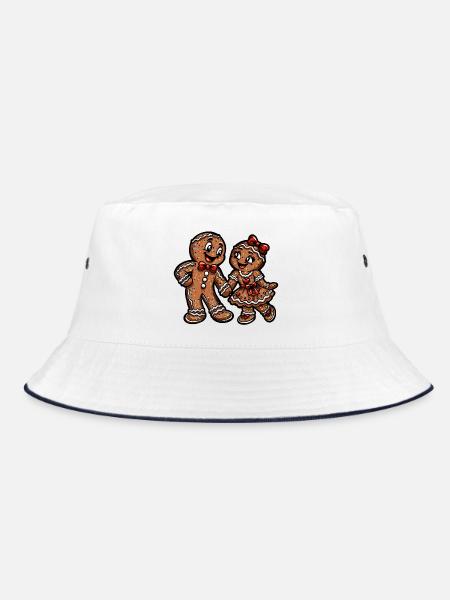 Pfefferkuchen Pärchen Weihnacht Liebe - Bucket Hat - Weiß/Navy