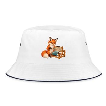 Fuchs webt am Gatterkamm - Bucket Hat - Weiß/Navy - Vorne