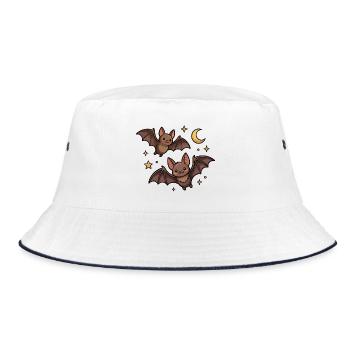 Fledermäuse mit dem Mond - Bucket Hat - Weiß/Navy - Vorne