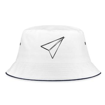 Papierflieger handgezeichnet - Bucket Hat - Weiß/Navy - Vorne