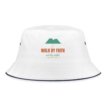 Walk By Faith Not By Sight – 2 Corinthians 5:7 - Bucket Hat - Weiß/Navy - Vorne
