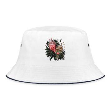 Gothic Milkshake – Dark Aesthetic - Bucket Hat - Weiß/Navy - Vorne