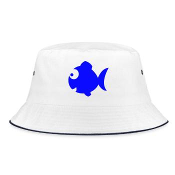 Happy Blue Fish - Bucket Hat - white/navy - Front