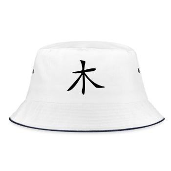 Tree - Kanji - Bucket Hat - white/navy - Front