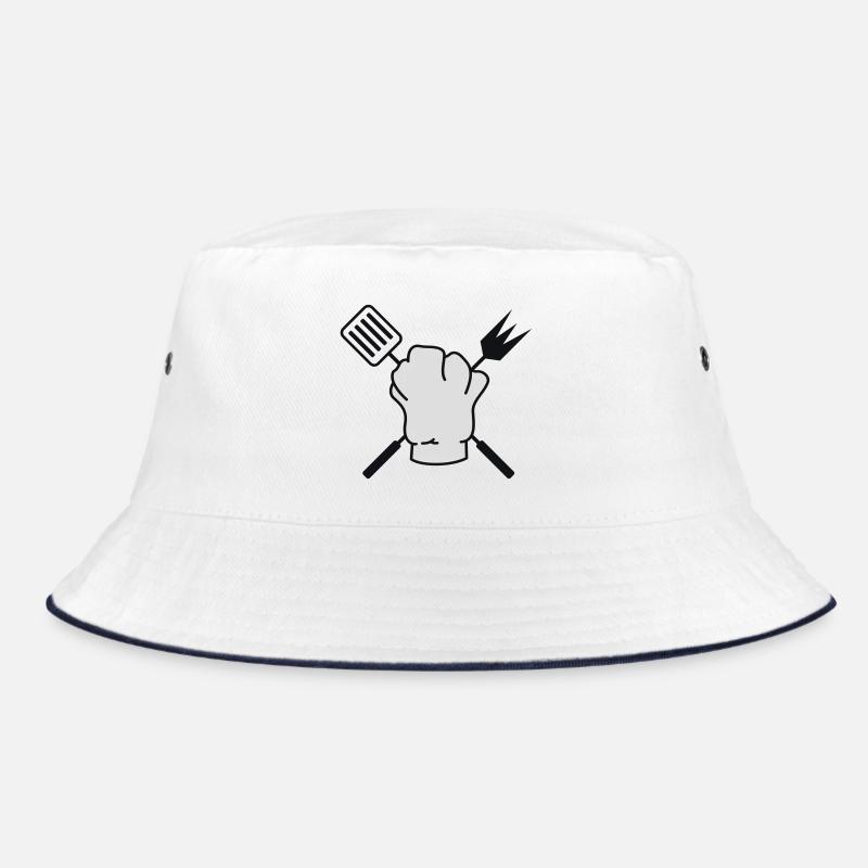 kochmütze - Bucket Hat - white/navy