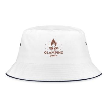 Glamping queen funny girl camping camper aesthetic - Bucket Hat - white/navy - Front