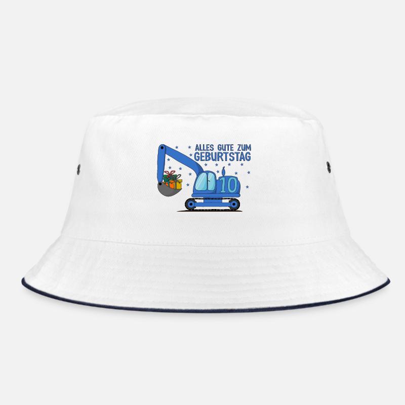 Bagger Kinder 10. Geburtstag Alles Gute Blau Bucket Hat