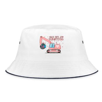 Bagger Kinder Alles Gute zum Geburtstag Rosa - Bucket Hat - Weiß/Navy - Vorne