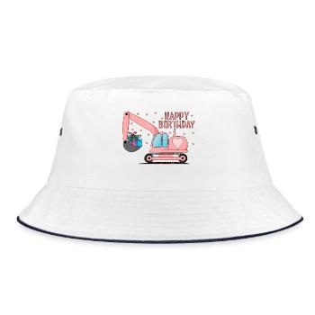 Bagger Kinder Happy Birthday Rosa - Bucket Hat - Weiß/Navy - Vorne