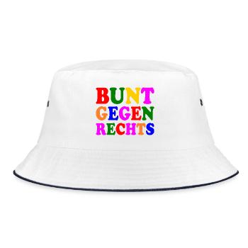 Bunt gegen rechts - Bucket Hat - Weiß/Navy - Vorne