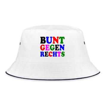 Bunt gegen rechts - Bucket Hat - Weiß/Navy - Vorne