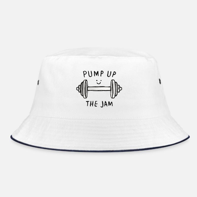 Lachende Hantel Krafttraining Print - Bucket Hat - Weiß/Navy