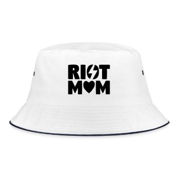 «RIOT MOM» Logo - Bucket Hat - Weiß/Navy - Vorne
