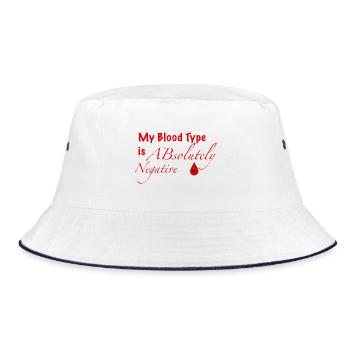 Blood Type AB- - Bucket Hat - white/navy - Front