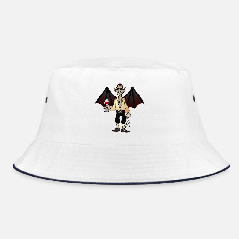 Vampire Dracula with Wine and Bat Wings Bucket Hat