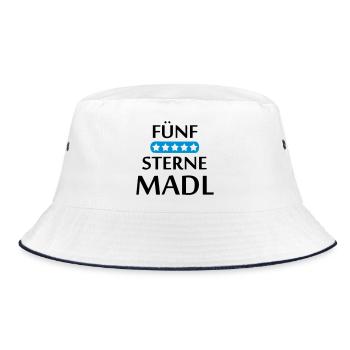 Fünf Sterne Madl Bayern Geschenk - Bucket Hat - Weiß/Navy - Vorne