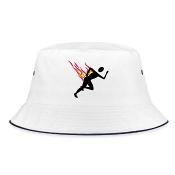 Jogger mit Flammen - Bucket Hat - Weiß/Navy - Vorne