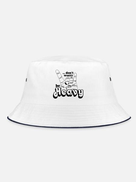 Heavy Metal,Headbanger,dont worry be Heavy(25) - Bucket Hat - Weiß/Navy - Vorne