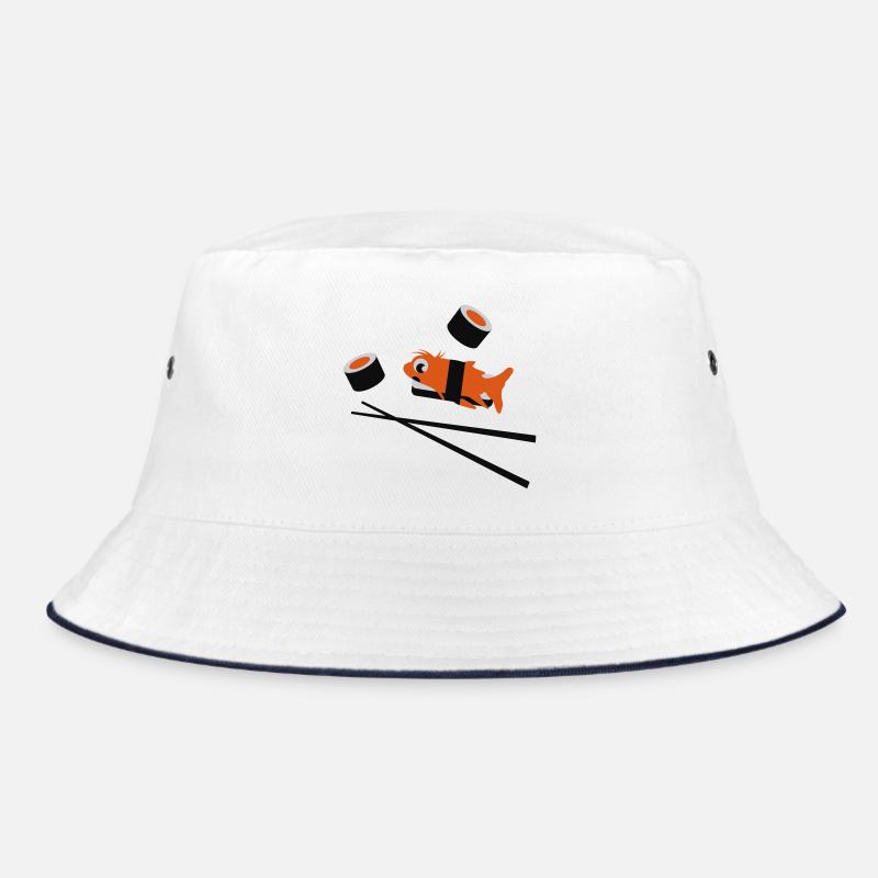 Sushi - Bucket Hat - Weiß/Navy