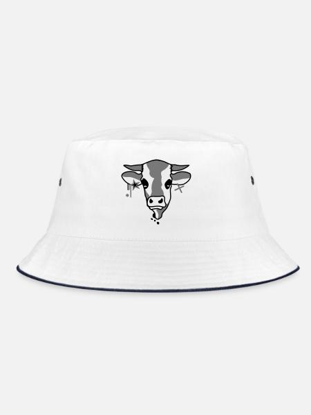 The head of a cow - Bucket Hat - white/navy - Front
