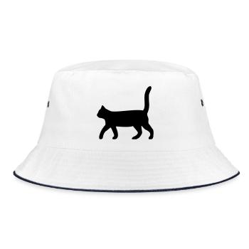 black cat - Bucket Hat - white/navy - Front